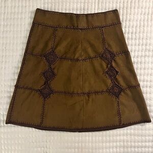 Zara Brown A-Line Skirt with Lace Detail
